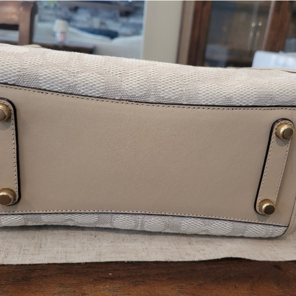 Coach Rogue 25 Signature Taupe Chalk Leather Canvas Shoulder Crossbody Bag - Picture 6 of 8